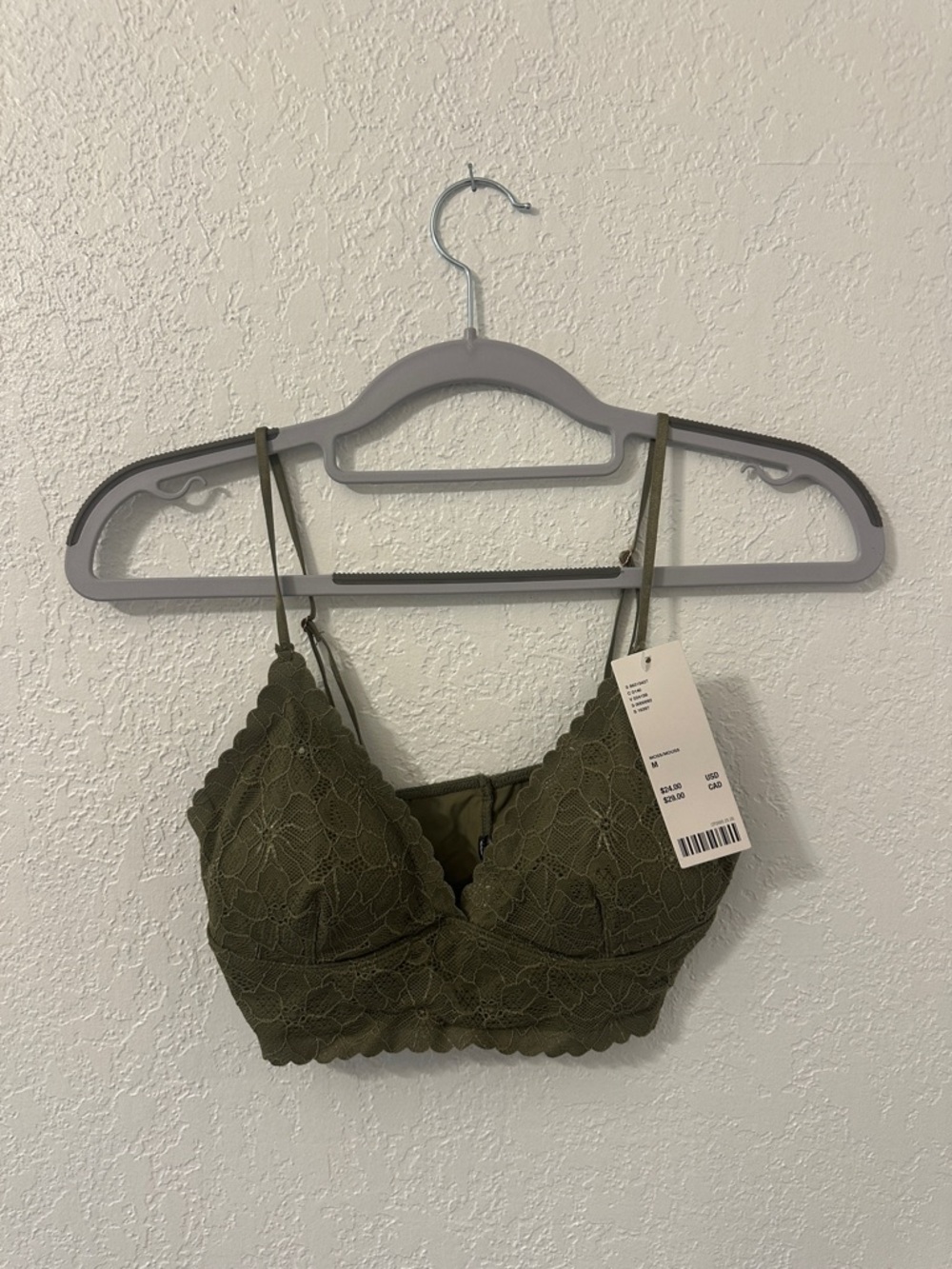 Urban Outfitters Olive Green Lace Bralette with Scalloped Edge